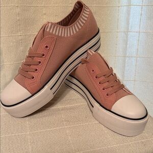 Olivia Miller Pink Lace-Up Sneakers